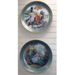 Two large Sevres style porcelain chargers diameter 57cm