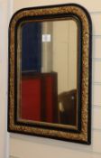 A 19th century French ebonised and gilt composition mirror H.60cm