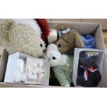 Boyds Santa, three others and two Merrythought limited edition bears