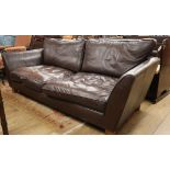 A Marks & Spencer brown leather sofa W.220cm