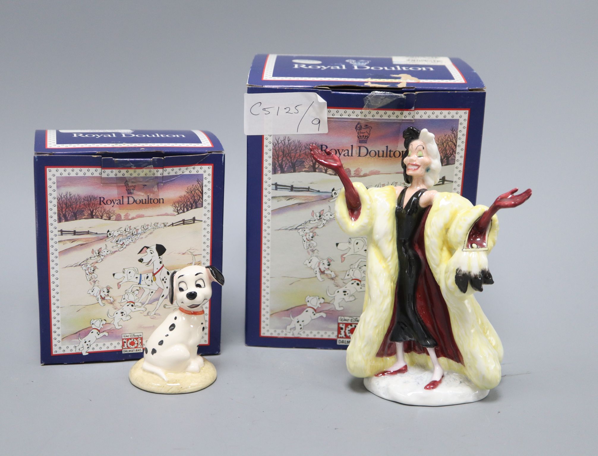 A set of ten Royal Doulton characters from 101 Dalmatians: Lucky, Penny Yawning, Patch in basket,