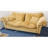 A large gold chenille sofa by Duresta W.220cm