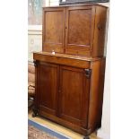 A Victorian mahogany two part cabinet with pigeonhole upper section W.110cm