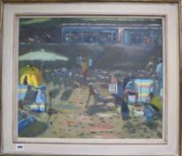 B. Hilton, (1961-), oil on canvas, 'Sennen Beach', signed, label verso, 49 x 59cm