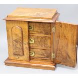 A Victorian mahogany smoker's three drawer cabinet H.31cm