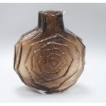 A Whitefriars cinnamon-coloured Banjo vase H.31cm