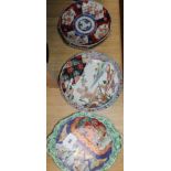 Four Japanese Imari dishes, a Mason's ironstone bowl and a Chinese octagonal plate