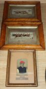 Three silk Stevengraphs woven by Thomas Stevens, horse racing related largest including frame 21 x