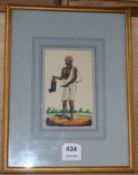 19th century Indian School, watercolour, native servant holding a pair of riding boots 16 x 10cm