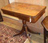 A Regency mahogany card table W.85cm