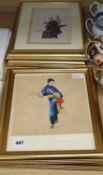 A set of four Chinese watercolours on pith paper of artisans and a similar smaller watercolour of an