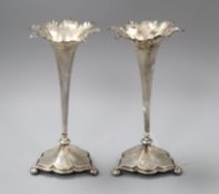 A pair of Edwardian silver specimen vases, London, 1901, 24cm.