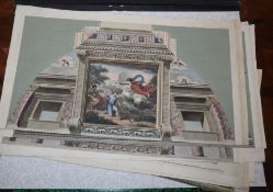 A group of assorted 18th century Italian coloured engravings of architectural studies 31 x 57cm