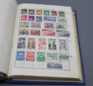 Two plastic tubs of world stamps in fourteen albums with Great Britain from 1840, ten black used (