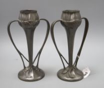 Archibald Knox for Liberty & Co., a pair of Tudric pewter vases, no. 029 H.25cm