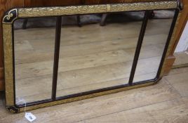 A mahogany and gilt overmantel mirror W.92cm