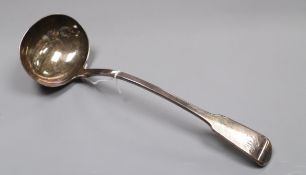 A George III silver fiddle pattern soup ladle, London, 1820, 32.2cm.