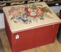 A needlepoint-topped box ottoman W.60cm