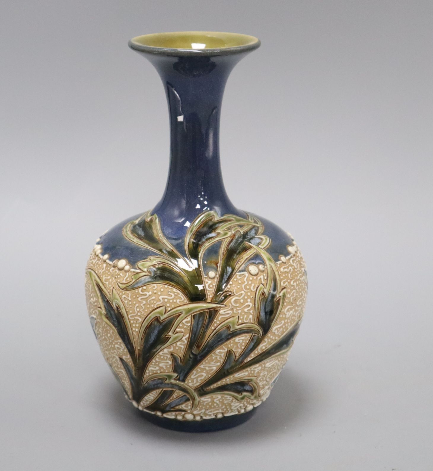 Eliza Simmance for Doulton Lambeth - a bottle vase, c.1900, decorated with butterflies and