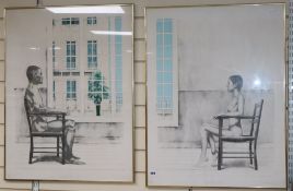 Terry Willson, a pair of limited edition prints, self portrait and self portrait of Lynda, signed in