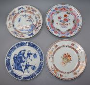 Four Chinese export porcelain plates