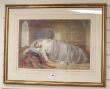 John Absolon (1815-1895) watercolour, 'The death of Chatterton', signed, dated 1857. 40 x 60cm