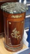 An empire revival mahogany and ormolu mounted green serpentine top cylindrical pot cupboard W.39cm