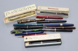 Twelve vintage fountain pens and others