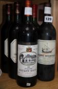 Three bottles of Chateau Beychevelle, 1991, St Julien, one bottle of Chateau Rausan-Segla, 1985, one