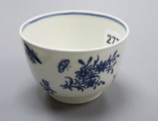 A Worcester 'Three Flowers' bowl, c. 1780, d. 10.3cm