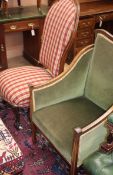 A Victorian walnut spoonback chair and Edwardian armchair (2)