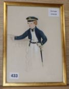 A Victorian watercolour of a midshipman, indistinctly signed 27 x 19cm