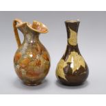 A Doulton Lambeth 'sycamore leaf' bottle vase, c.1885, marks for Eleanor Tosen and AS and a Royal