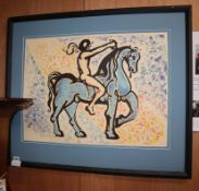 After Dali, limited edition print, Horse and rider, 154/250 47 x 85cm