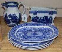 A collection of late 18th century/early 19th century pearlware blue and white ceramics