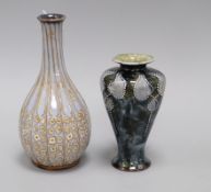A Doulton Lambeth bottle vase by Harry Simeon, no. 396 and a Royal Doulton Art Nouveau vase by Frank