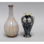 A Doulton Lambeth bottle vase by Harry Simeon, no. 396 and a Royal Doulton Art Nouveau vase by Frank