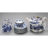 A Chinese Export blue and white teapot, caddy etc Teapot H.15cm