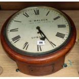 A 19th century mahogany drop dial single fusee wall clock, Jno Walker, London