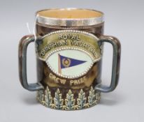 A Royal Doulton presentation 'Royal Corinthian Yacht Club' silver-mounted loving cup, 28 May1904