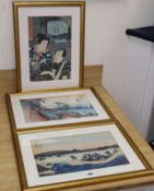 Three Japanese woodblock prints