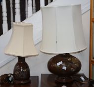 Two decorative mixed metal bronze lamps