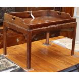 A Victorian mahogany butler's tray on later stand W.79cm