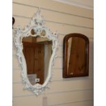 A mahogany framed mirror and painted cartouche mirror W.41cm and 29cm