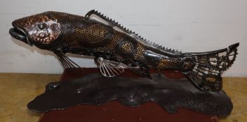 Alan Williams, a recycled metal sculpture, koi carp, 2017