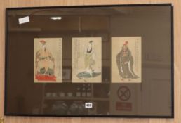 Chinese School, three gouache on silk figure studies, each 20 x 13.5cm