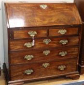 A George II Cuban mahogany bureau W.106cm