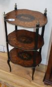 A French marquetry 3-tier etagere W.40cm