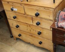 A 19th century pine chest of drawers W.94cm