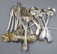 Two sets of four 19th century mustard ladles, William Bateman, London, 1825 & William R. Smily,